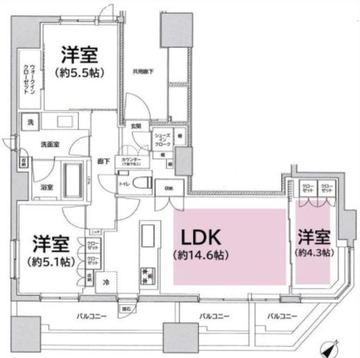 フレンシア築地　1101号室　間取り