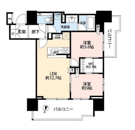 ザ・パークハウス市ヶ谷　511号室　間取り