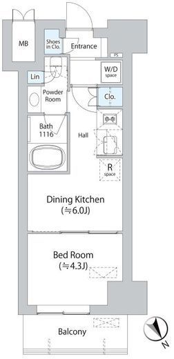 ミリアレジデンス浅草橋Ⅱ　302号室　間取り
