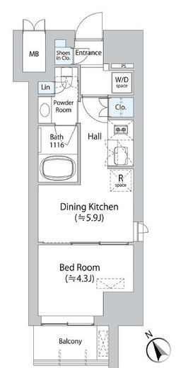 ミリアレジデンス浅草橋Ⅱ　606号室　間取り