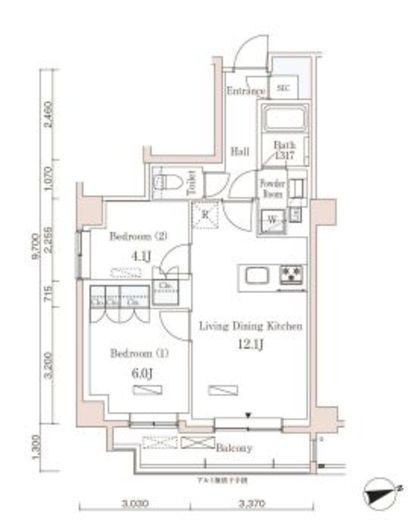 パークアクシス市谷左内町　301号室　間取り