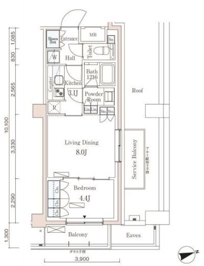パークアクシス市谷左内町　304号室　間取り