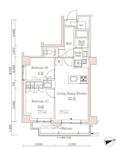 パークアクシス市谷左内町　401号室　間取り
