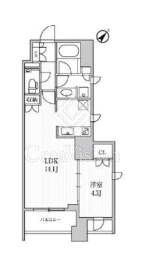 ディームス日本橋水天宮　1006号室　間取り