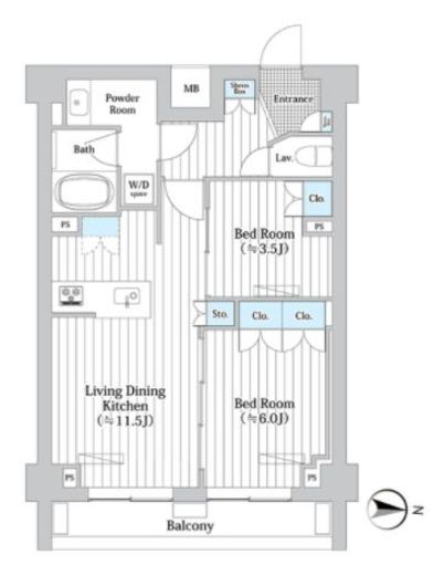 プレール・ドゥーク新宿West　603号室　間取り