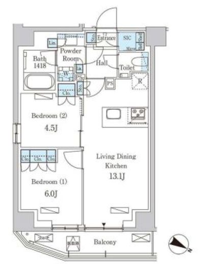 パークアクシス赤坂山王　1301号室　間取り