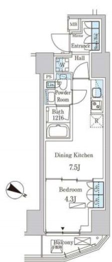 パークアクシス赤坂山王　1502号室　間取り
