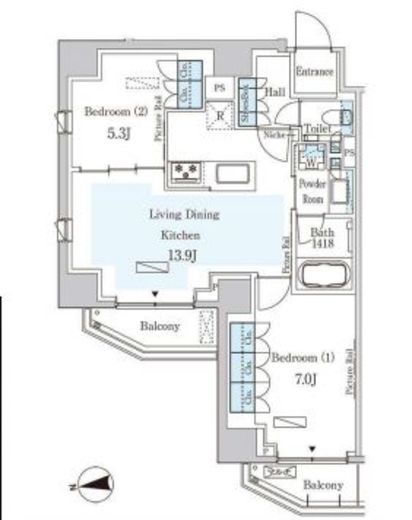 パークアクシス三番町　404号室　間取り