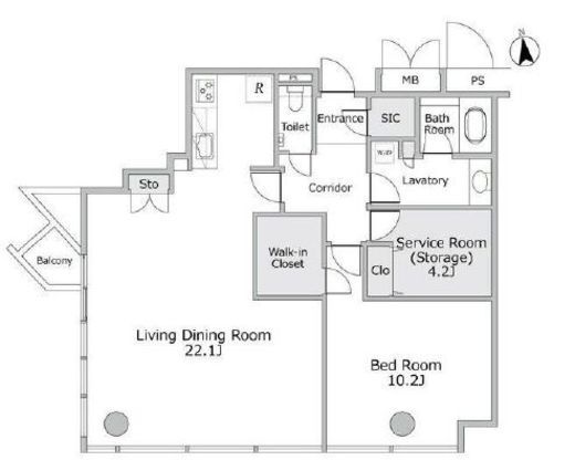 浜松町スクエアstudio　1402号室　間取り