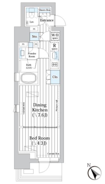 ライオンズフォーシア築地ステーション　201号室　間取り