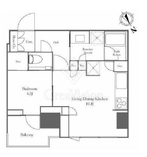 プラウドタワー芝浦　22F3号室　間取り
