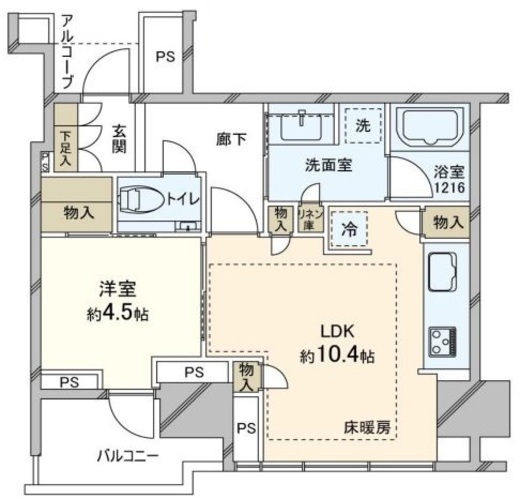 プラウドタワー芝浦　2703号室　間取り
