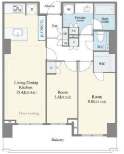 プラウドタワー芝浦　1606号室　間取り