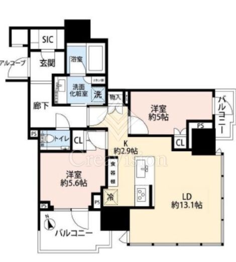 プラウドタワー芝浦　410号室　間取り