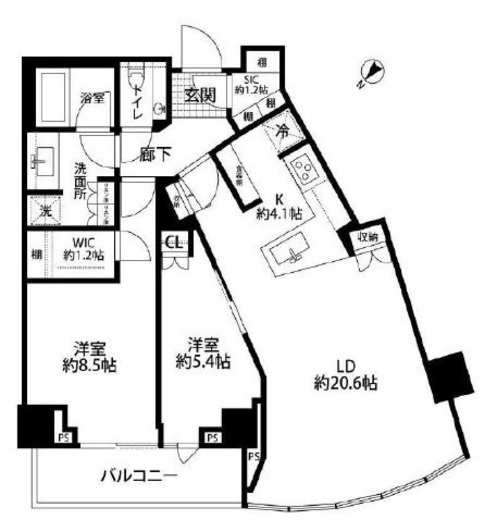 パークコート神宮北参道ザタワー　1606号室　間取り