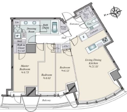 パークコート神宮北参道ザタワー　2404号室　間取り