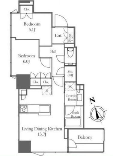 プラウド新虎通り　705号室　間取り