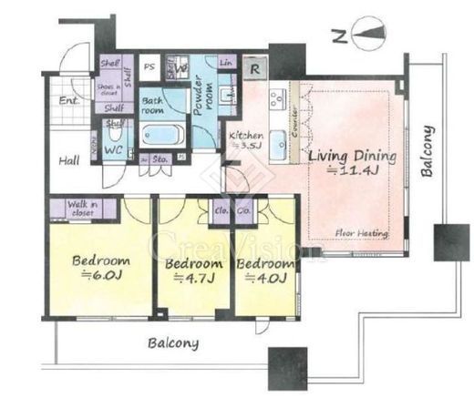 アトラスタワー白金レジデンシャル　1403号室　間取り