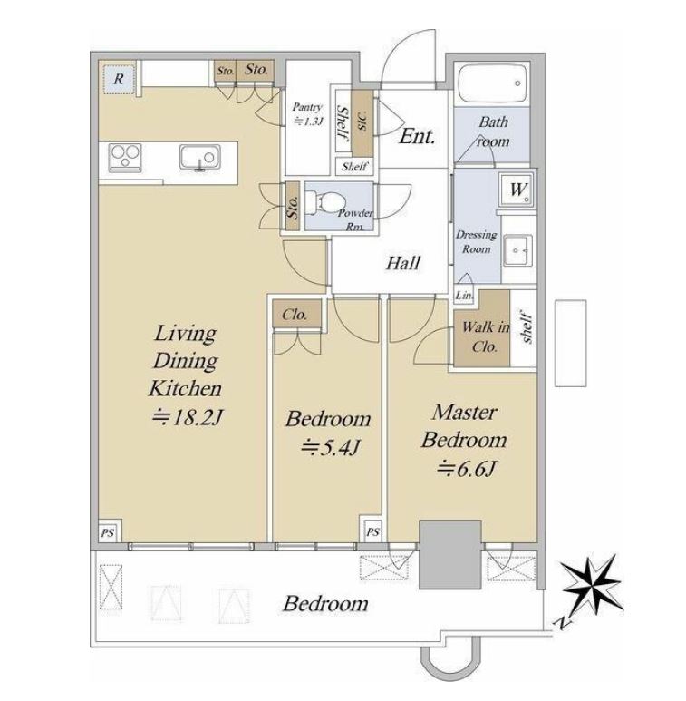 パークタワー勝どきミッド　30F号室　間取り