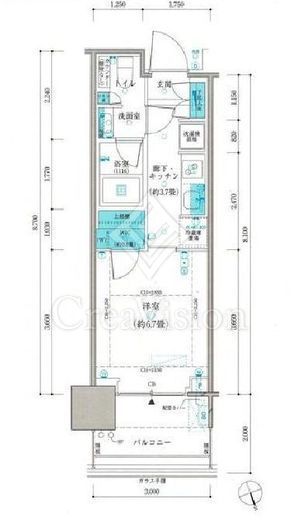 パークタワー勝どきミッド/サウス　M1211号室　間取り