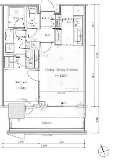 パークタワー勝どきミッド/サウス　M2139号室　間取り