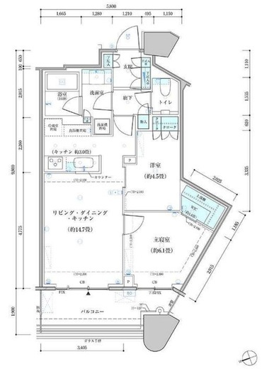パークタワー勝どきミッド/サウス　S1011号室　間取り