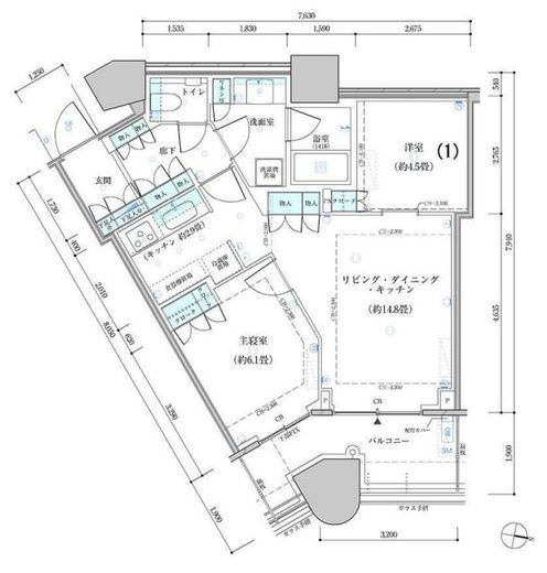 パークタワー勝どきミッド/サウス　S1420号室　間取り