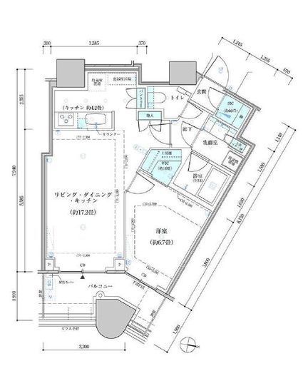 パークタワー勝どきミッド/サウス　S1619号室　間取り