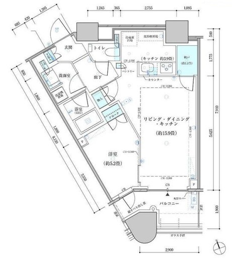 パークタワー勝どきミッド/サウス　S1731号室　間取り