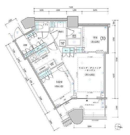 パークタワー勝どきミッド/サウス　S1820号室　間取り