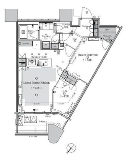 パークタワー勝どきミッド/サウス　S2007号室　間取り