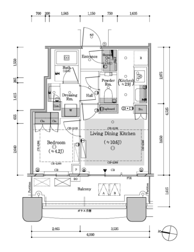 パークタワー勝どきミッド/サウス　S23F4号室　間取り