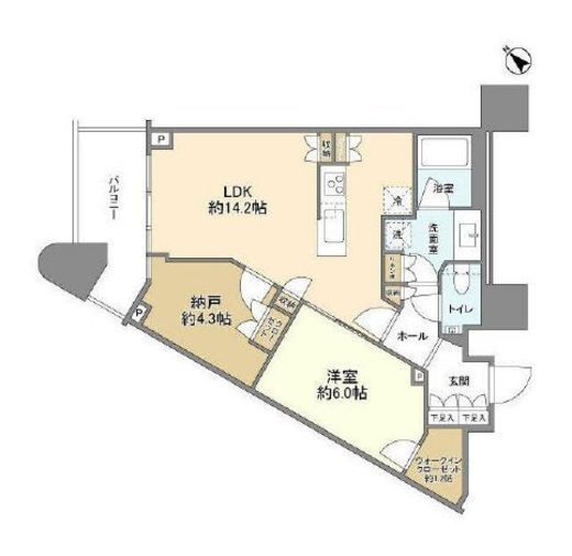 パークタワー勝どきミッド/サウス　S2407号室　間取り