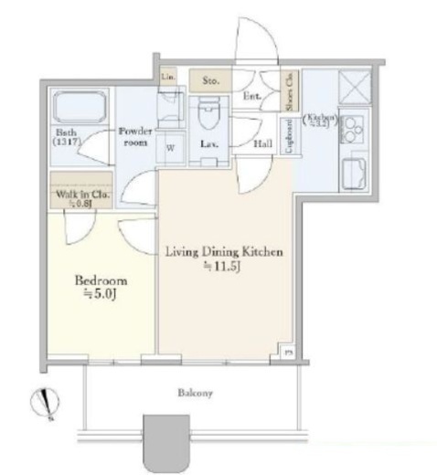 パークタワー勝どきミッド/サウス　S2711号室　間取り