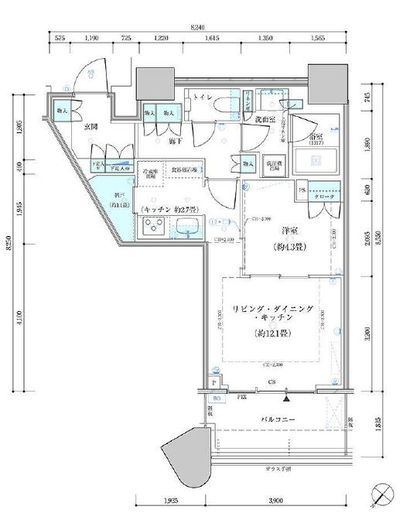 パークタワー勝どきミッド/サウス　S4507号室　間取り