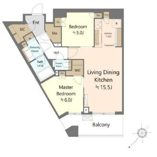 パークタワー勝どきミッド/サウス　S46F1号室　間取り