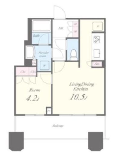 パークタワー勝どきミッド/サウス　S602号室　間取り