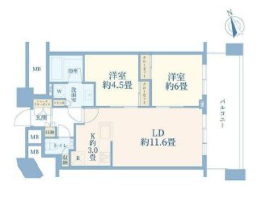 パークタワー勝どきミッド/サウス　S810号室　間取り