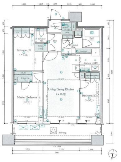 パークタワー勝どきミッド/サウス　S1805号室　間取り