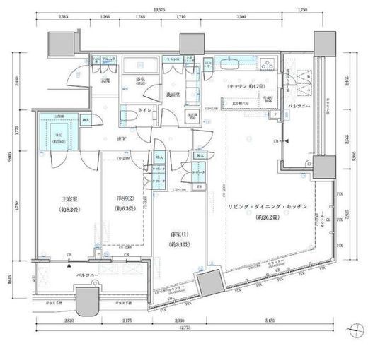 パークタワー勝どきミッド/サウス　S4501号室　間取り