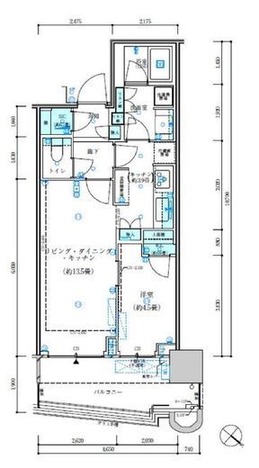 パークタワー勝どきミッド/サウス　M1128号室　間取り