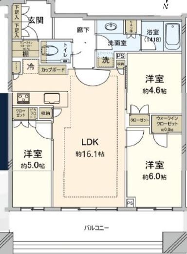 パークタワー勝どきミッド/サウス　S1806号室　間取り