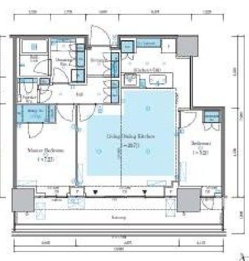 パークタワー勝どきミッド/サウス　M3723号室　間取り