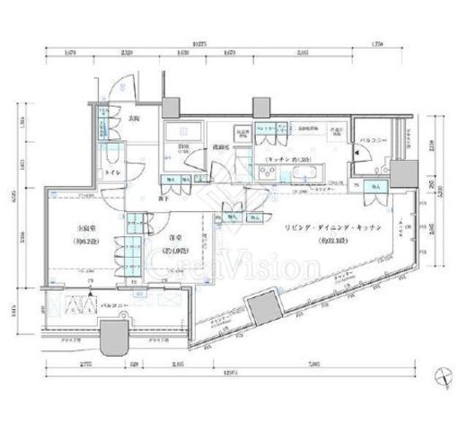 パークタワー勝どきミッド/サウス　S1216号室　間取り