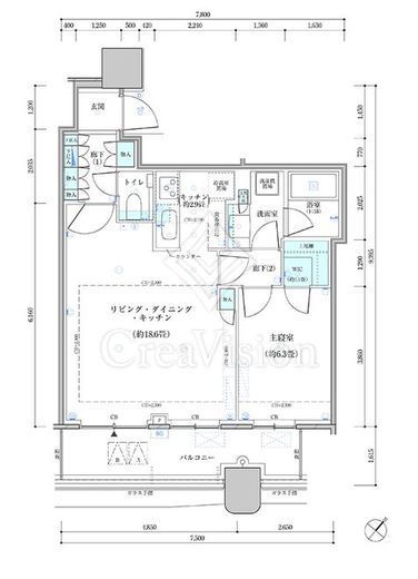 パークタワー勝どきミッド/サウス　S419号室　間取り