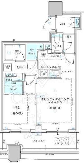 パークタワー勝どきミッド/サウス　S3624号室　間取り