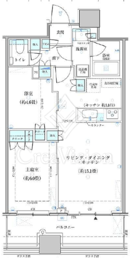 パークタワー勝どきミッド/サウス　1810号室　間取り