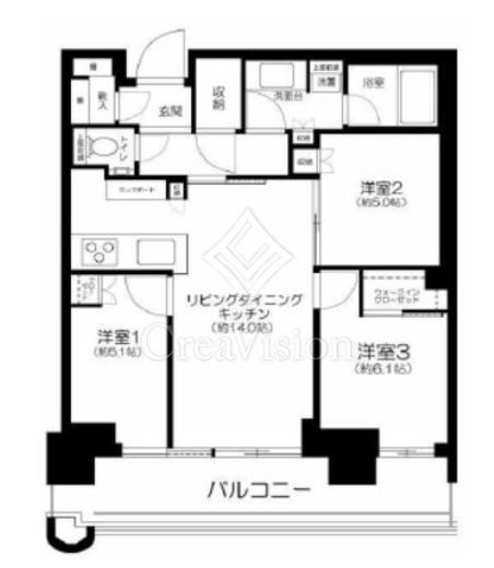 パークタワー勝どきミッド/サウス　M3507号室　間取り