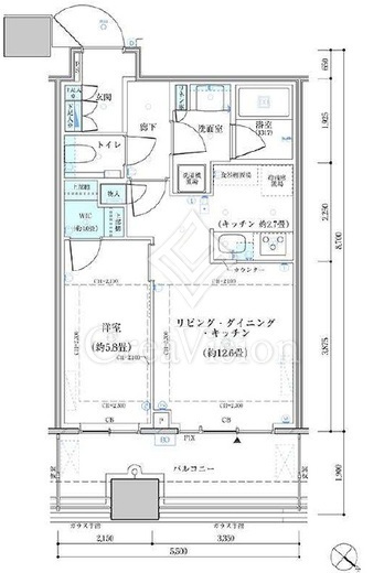 パークタワー勝どきミッド/サウス　S1622号室　間取り