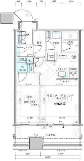 パークタワー勝どきミッド/サウス　S1622号室　間取り